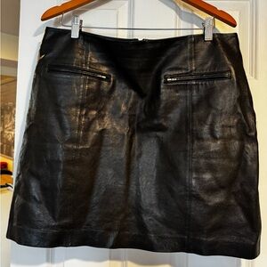 Ann Taylor Classic Black Leather Skirt size 12